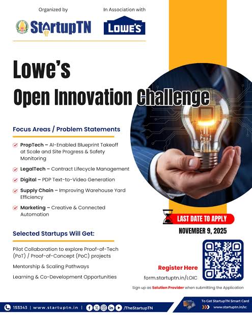 StartupTN, in collaboration with Lowe’s, presents the Lowe’s Open Innovation Challenge — a unique opportunity for startups to co-create the future of technology and retail innovation.